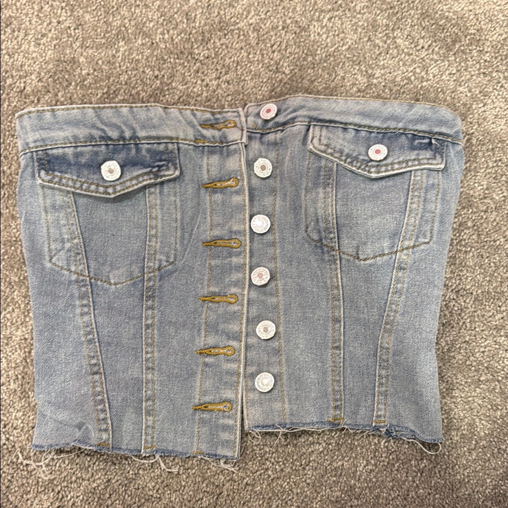 Denim Button-Up Corset Top
